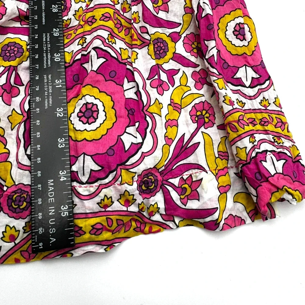 TORY‎ BURCH Women's 12 Pink Yellow Floral Pleated Sun Dress Pockets Bright Fairy